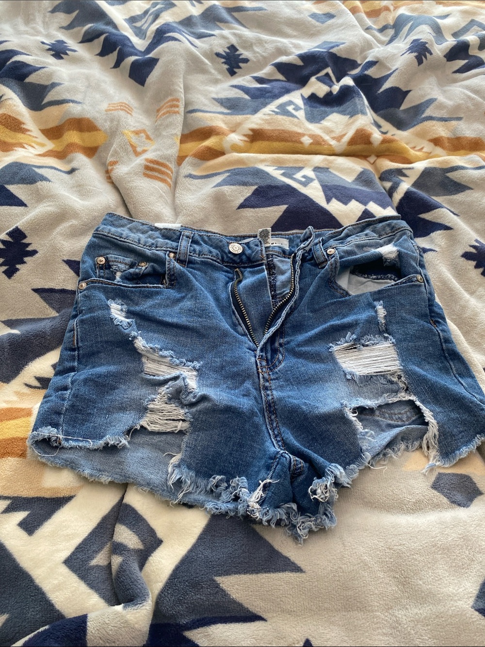 Almost Famous Distressed Blue Denim Cutoff Shorts